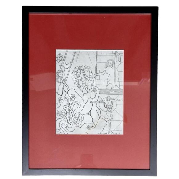 Cubist-Surrealist Etching Copper Plate “Prophet” Signed by Artist Stephen King